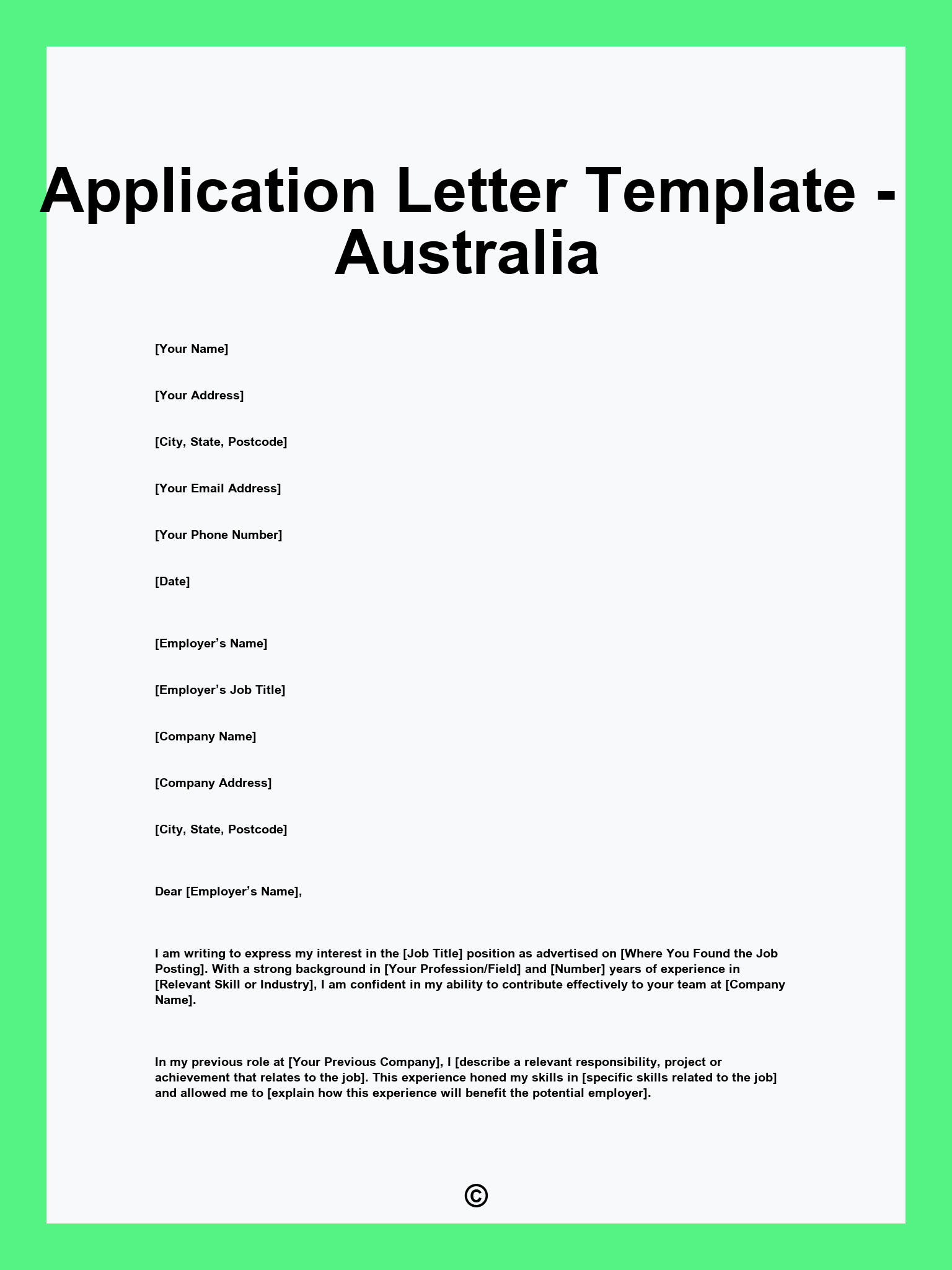 Application Letter Template - Australia