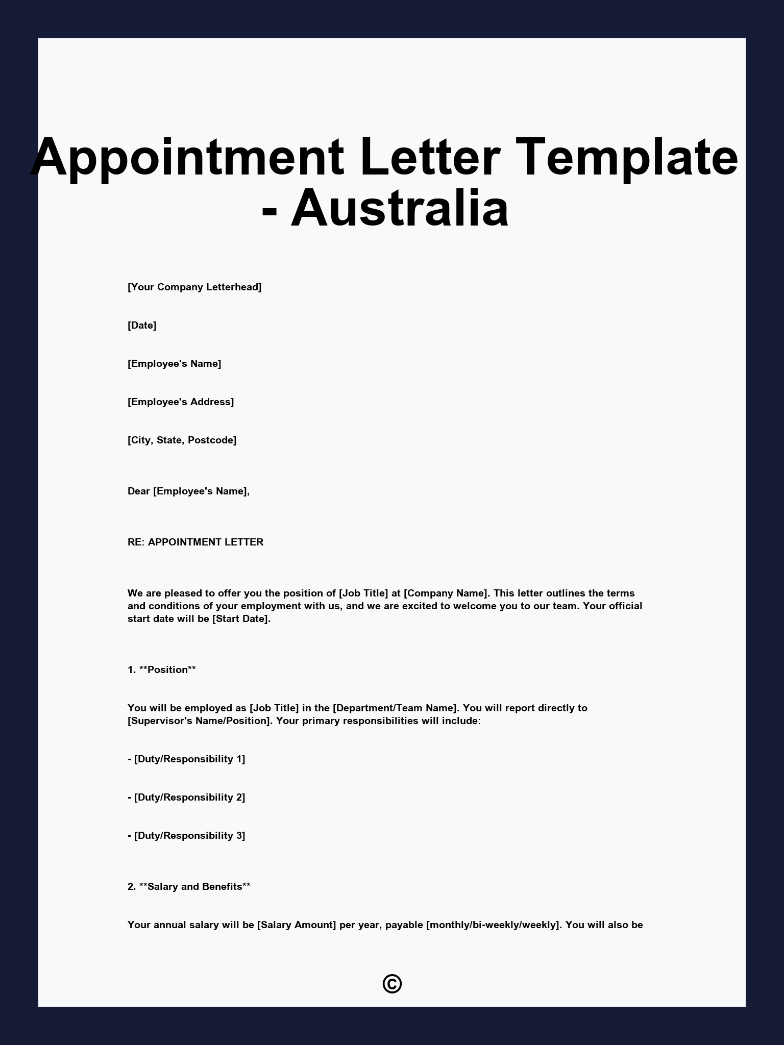 Appointment Letter Template - Australia