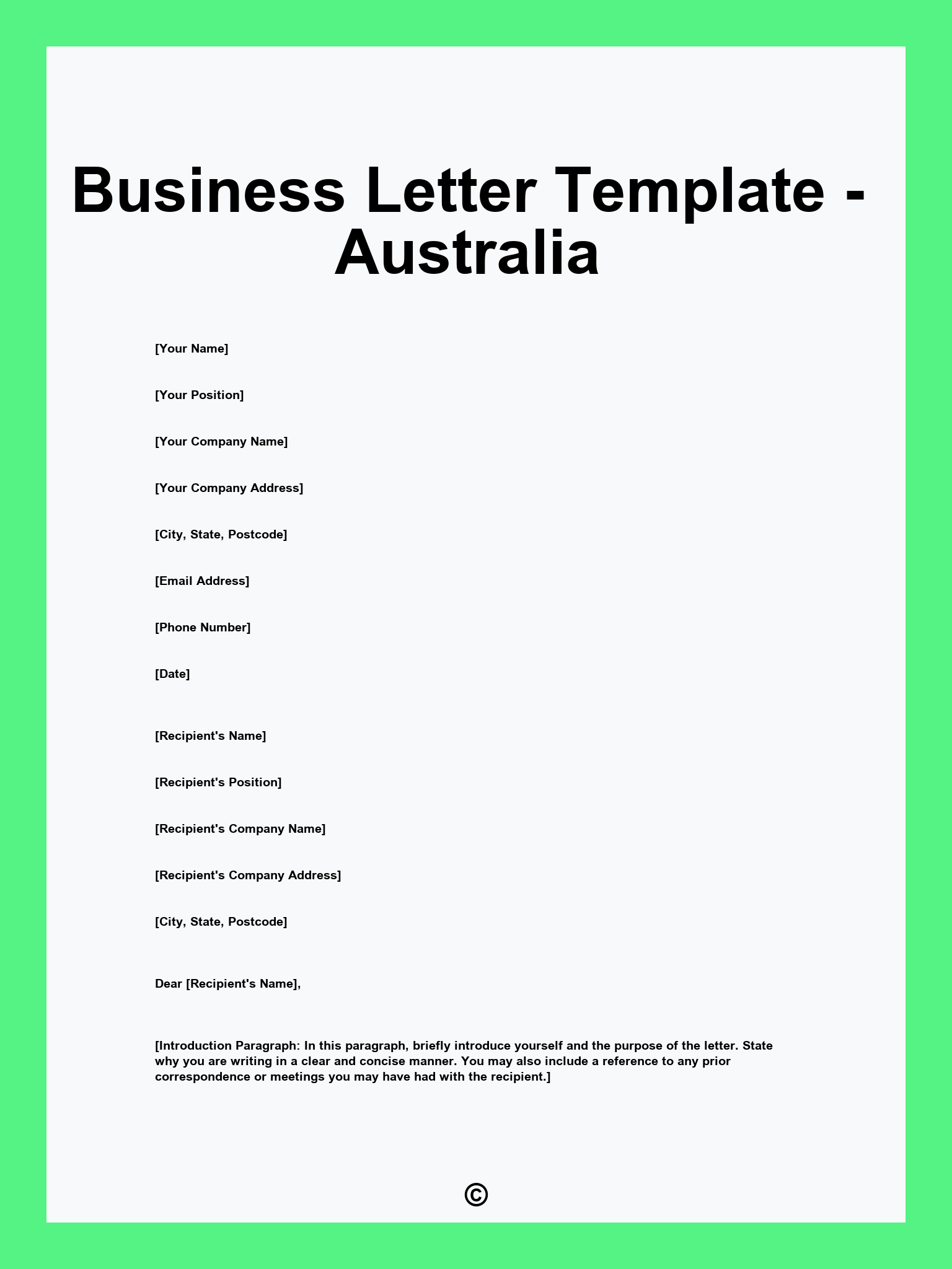 Business Letter Template - Australia