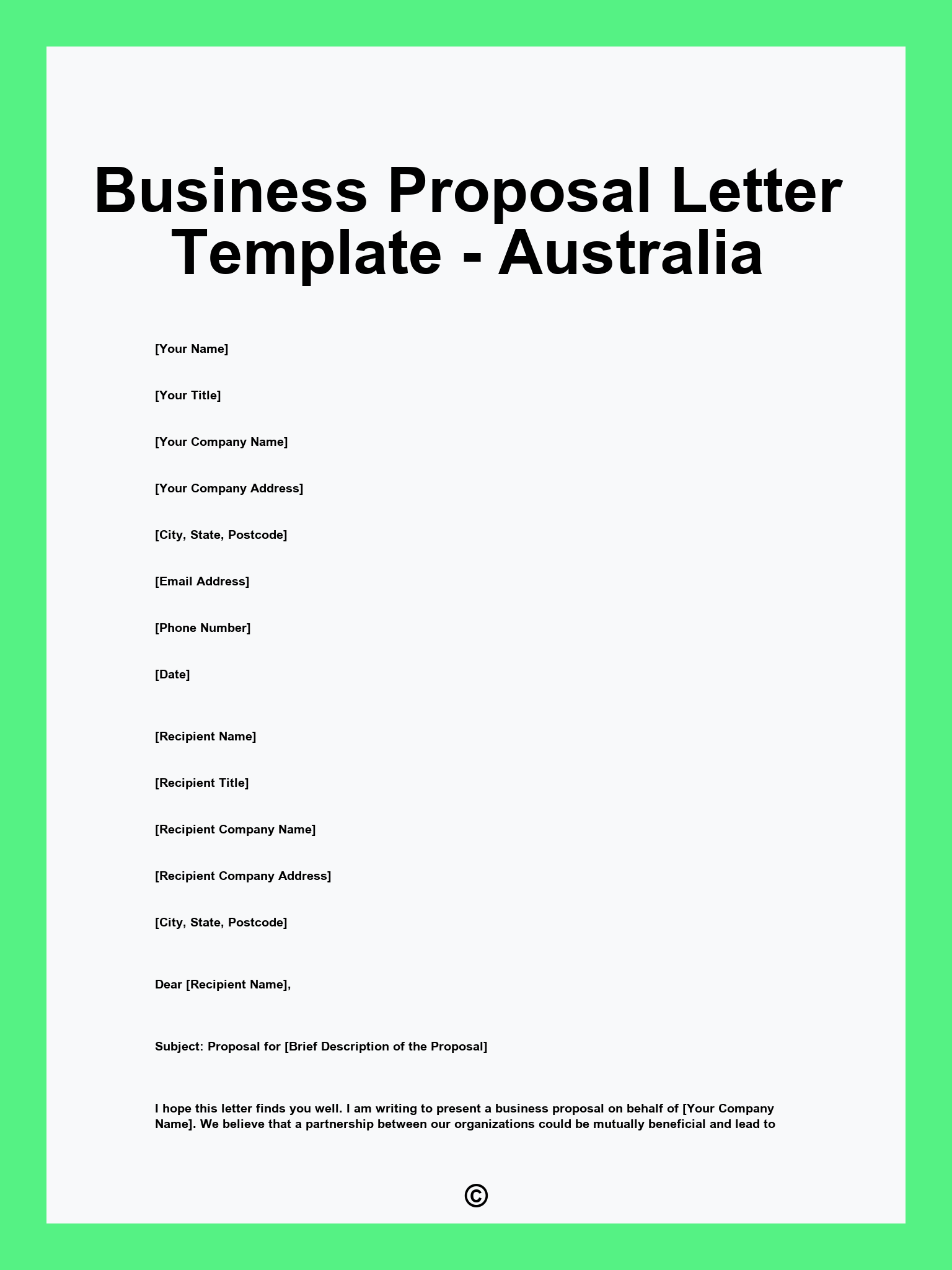 Business Proposal Letter Template - Australia