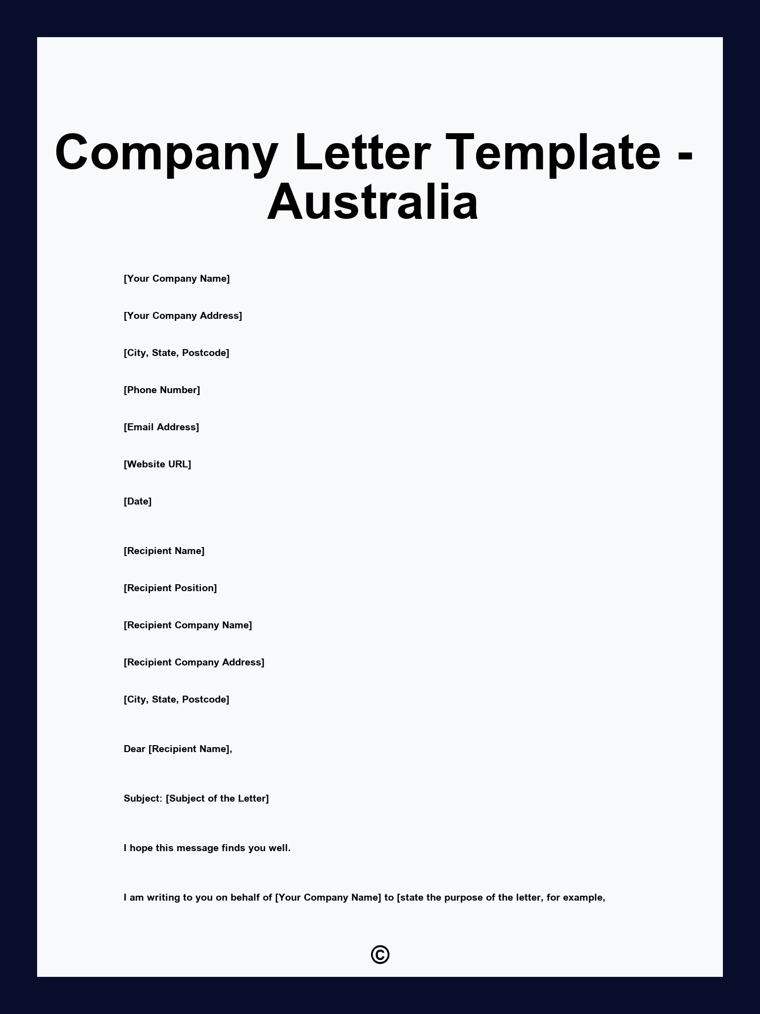 Company Letter Template - Australia