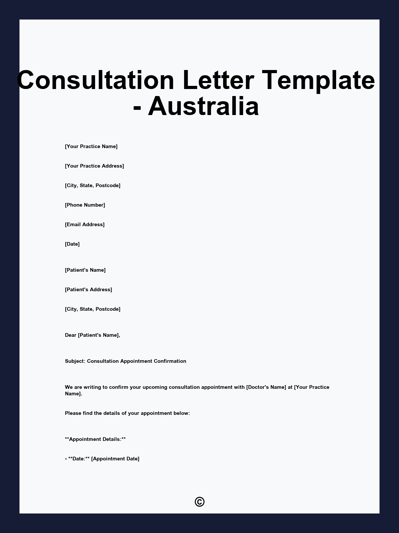 Consultation Letter Template - Australia