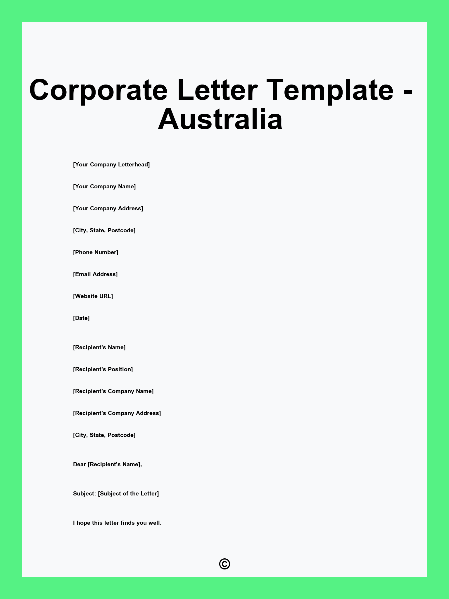 Corporate Letter Template - Australia