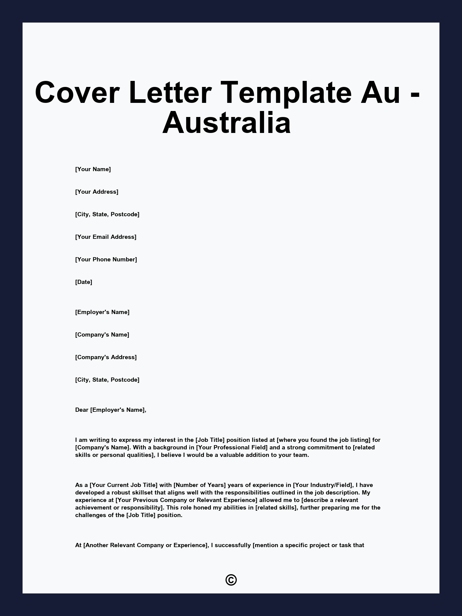 Cover Letter Template Au - Australia