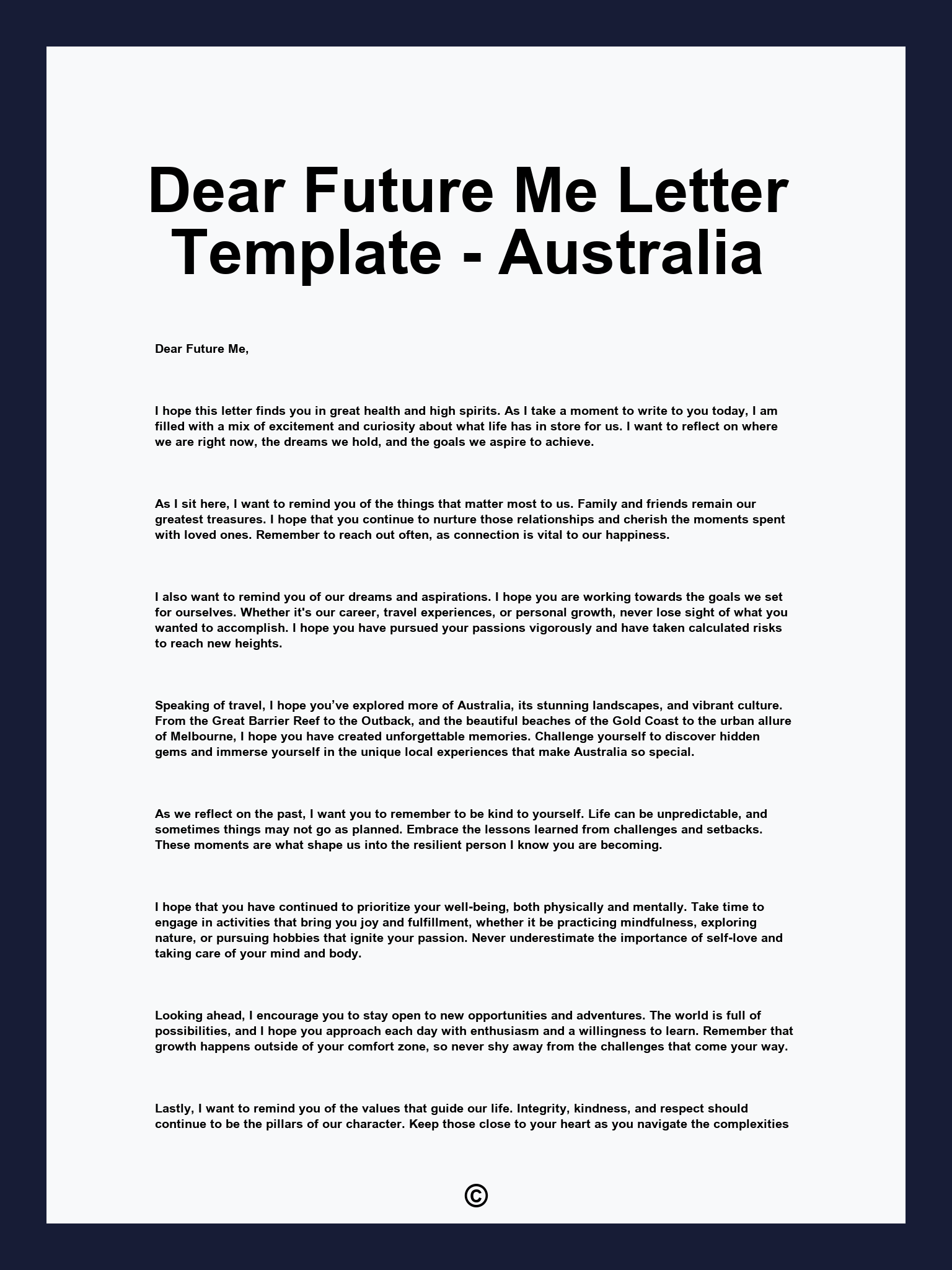 Dear Future Me Letter Template - Australia