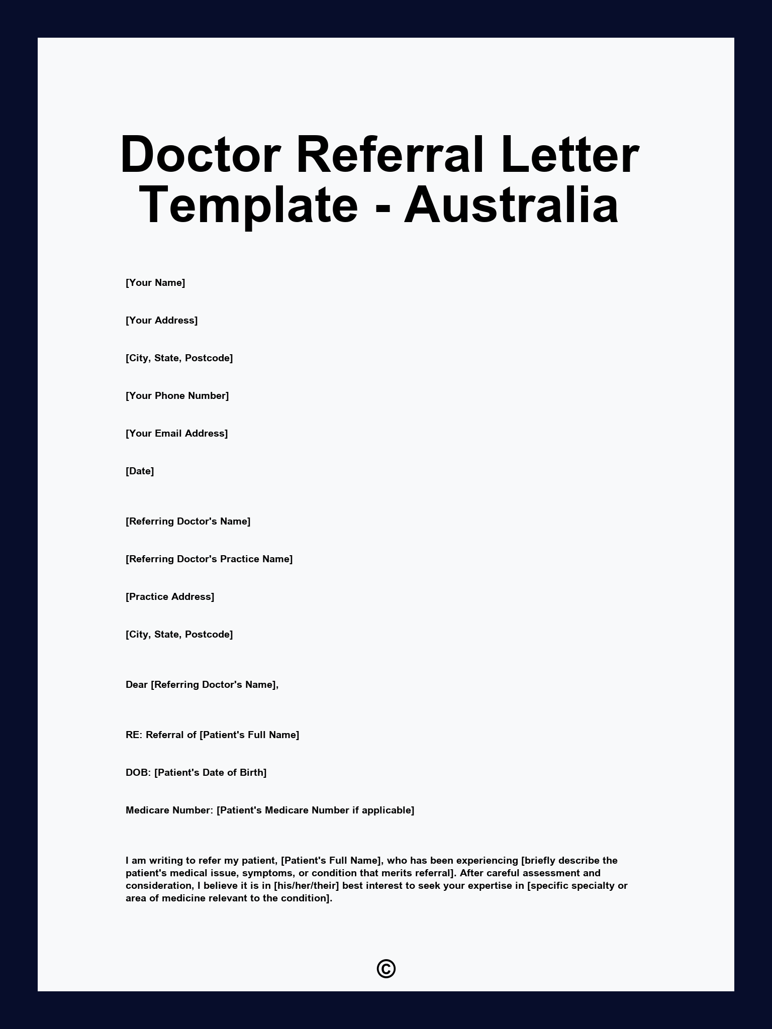 Doctor Referral Letter Template - Australia
