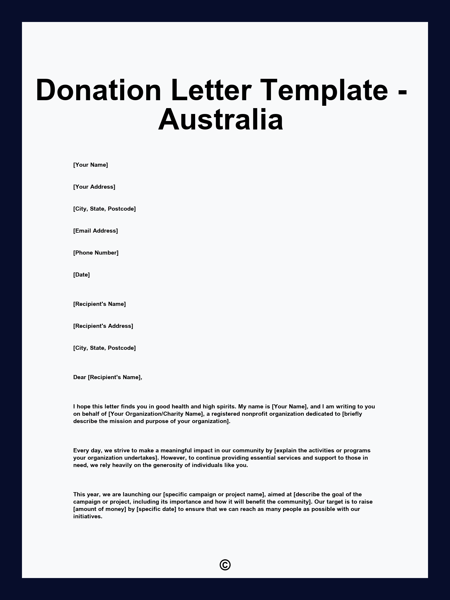 Donation Letter Template - Australia
