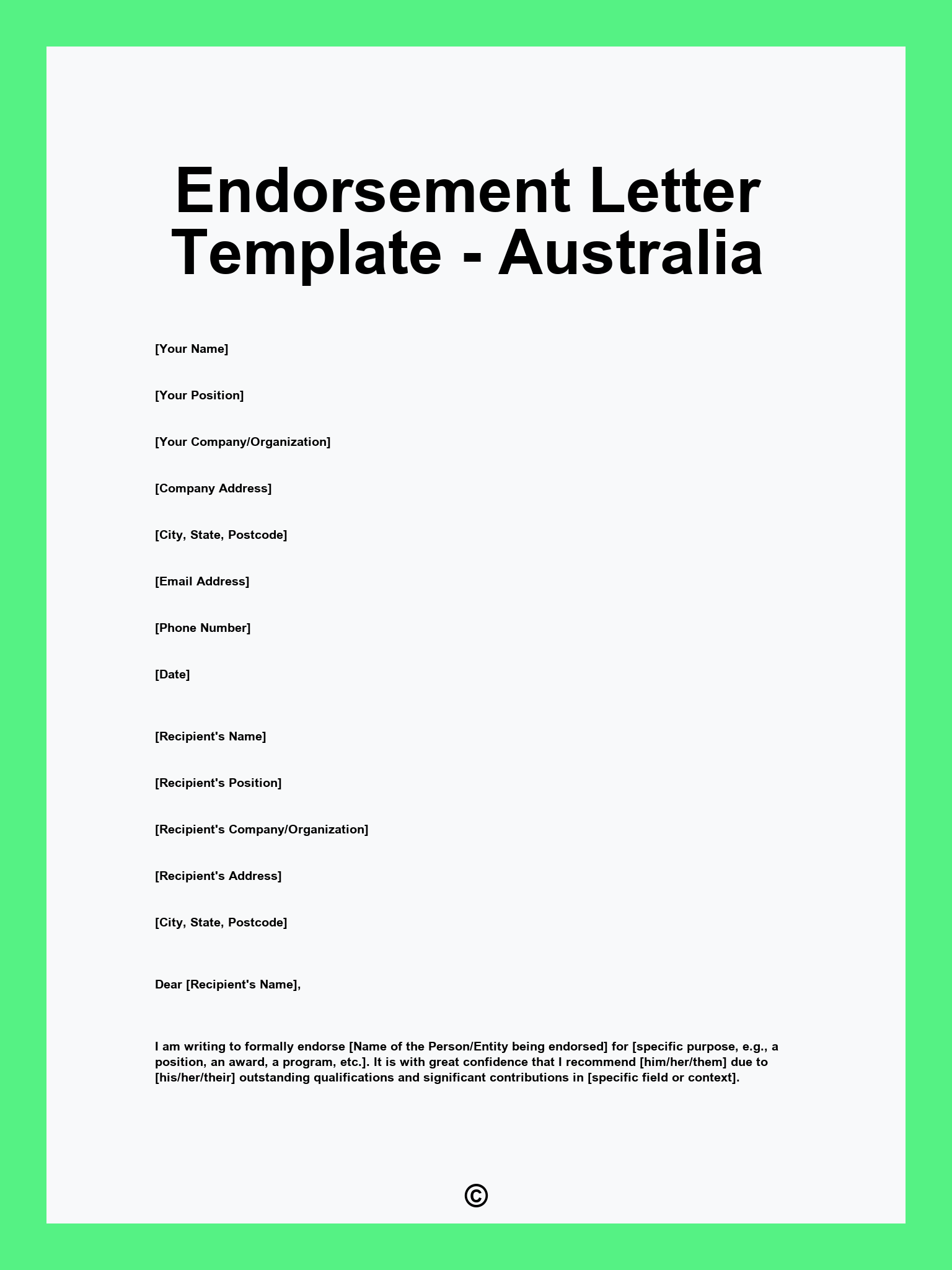 Endorsement Letter Template - Australia
