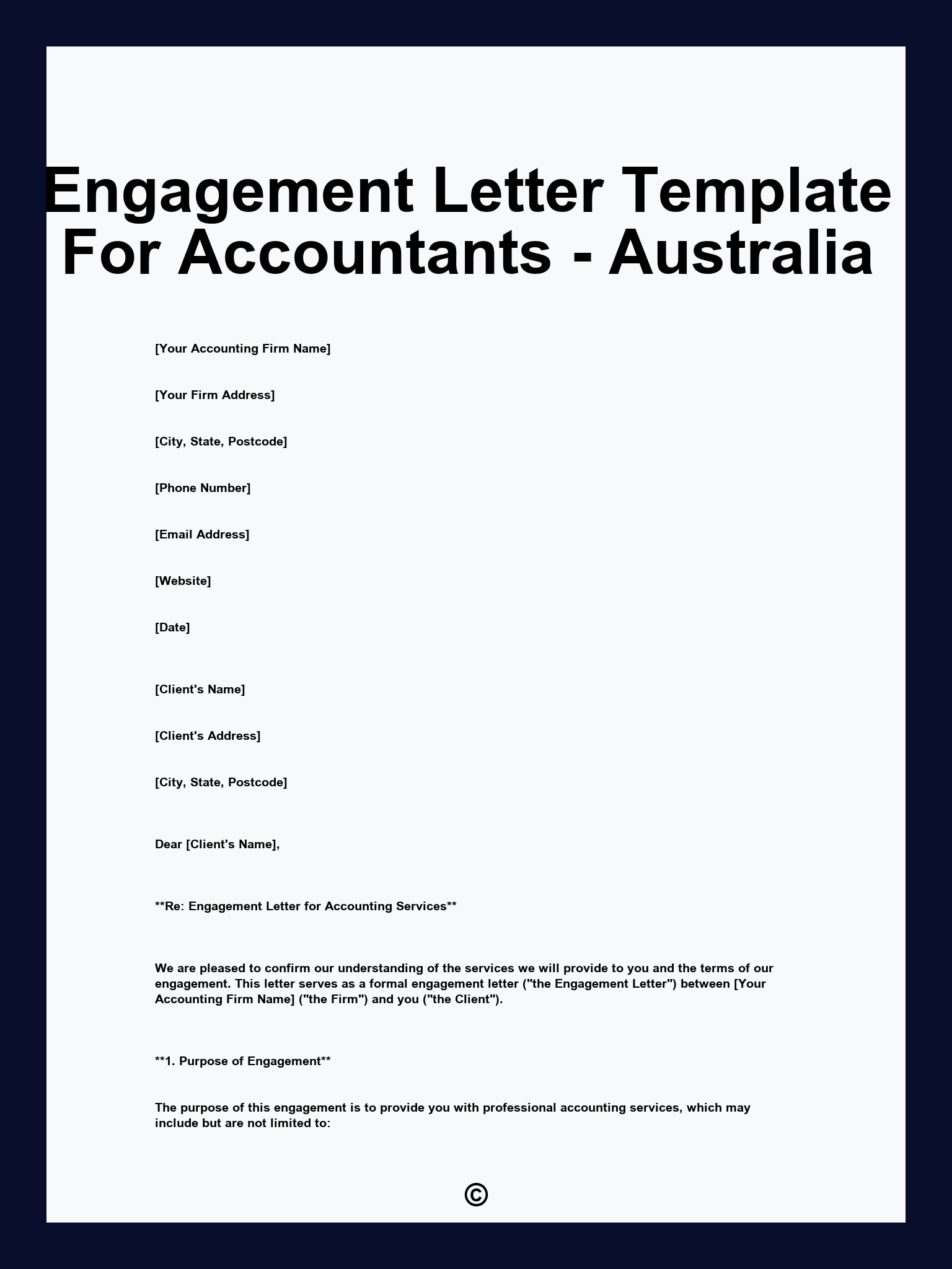 Engagement Letter Template For Accountants - Australia