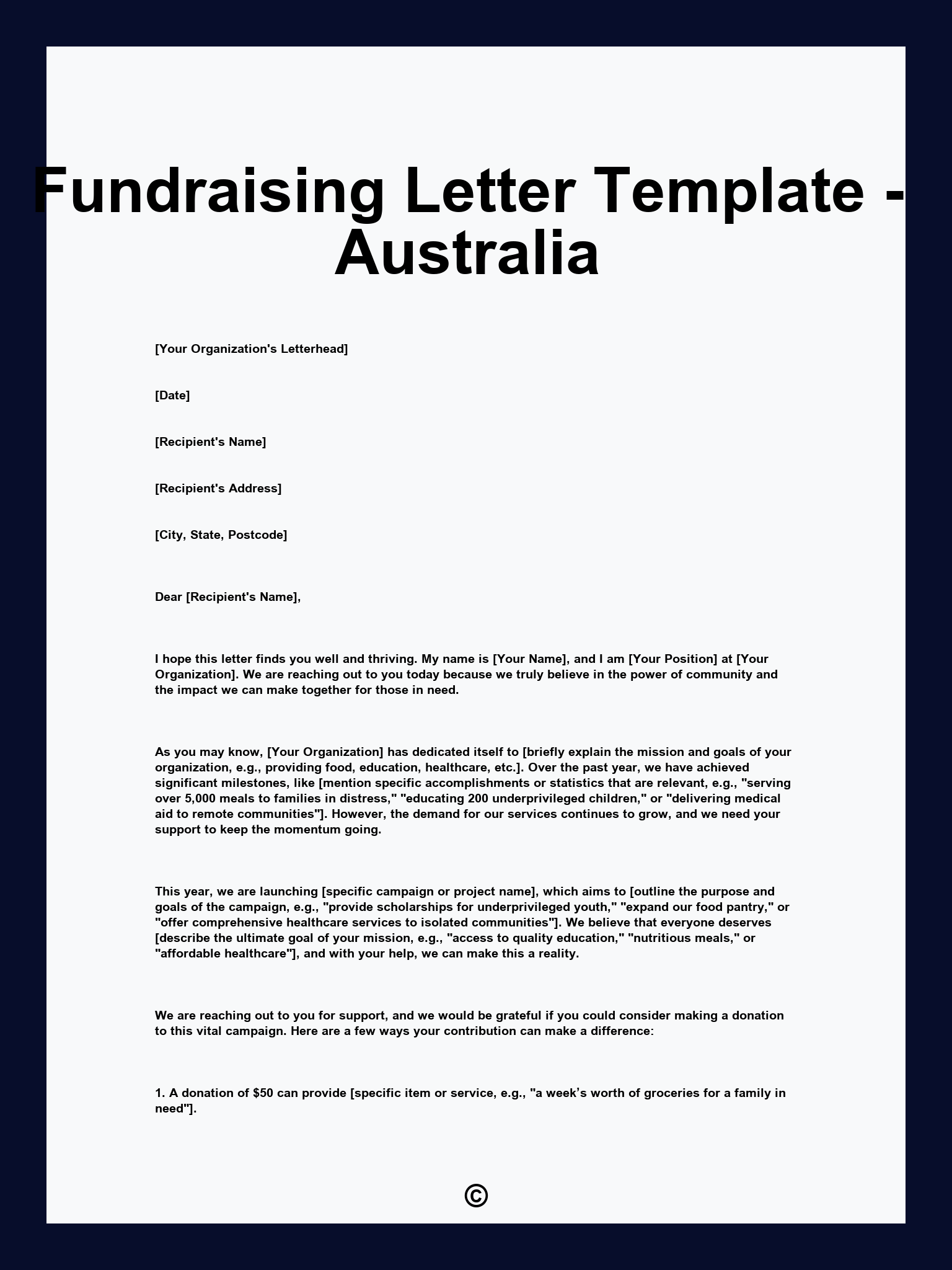 Fundraising Letter Template - Australia