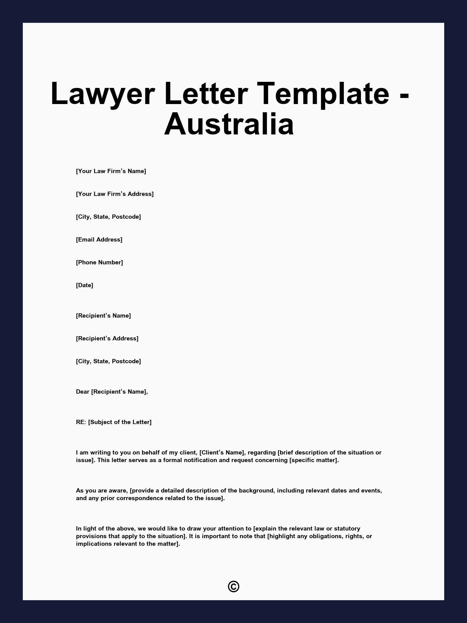 Lawyer Letter Template - Australia