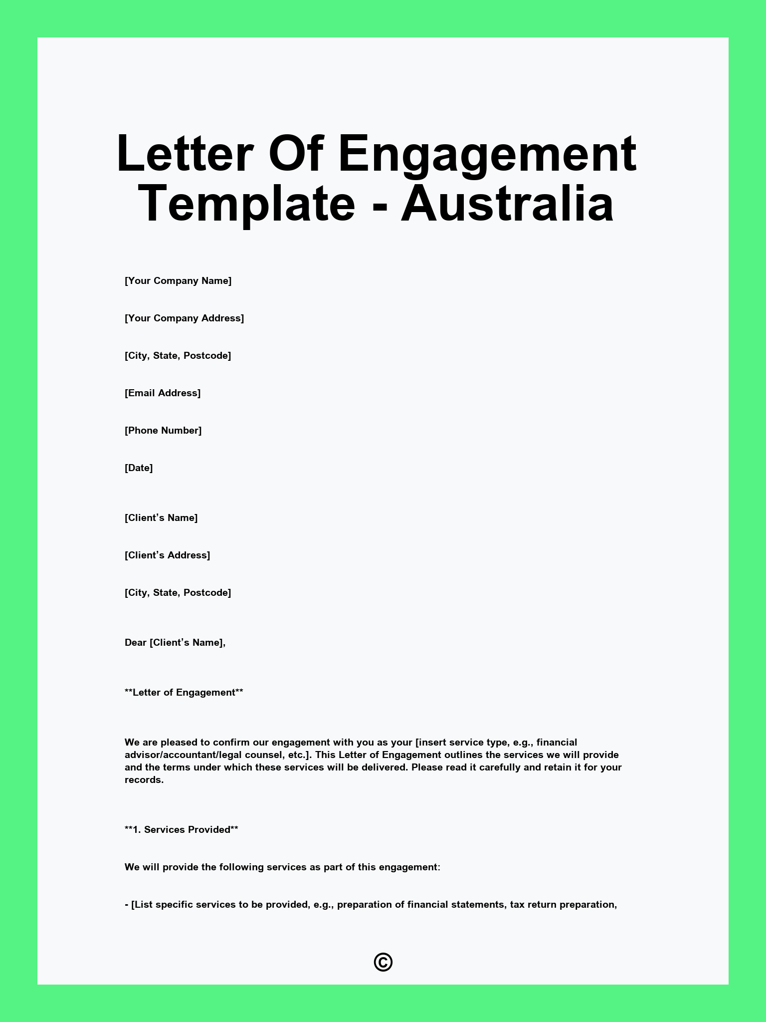 Letter Of Engagement Template - Australia