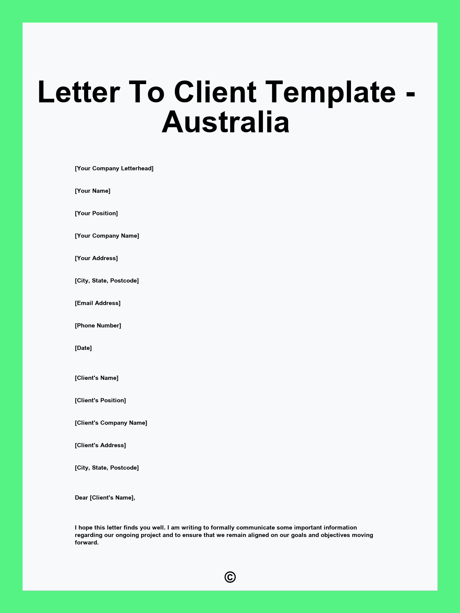 Letter To Client Template - Australia
