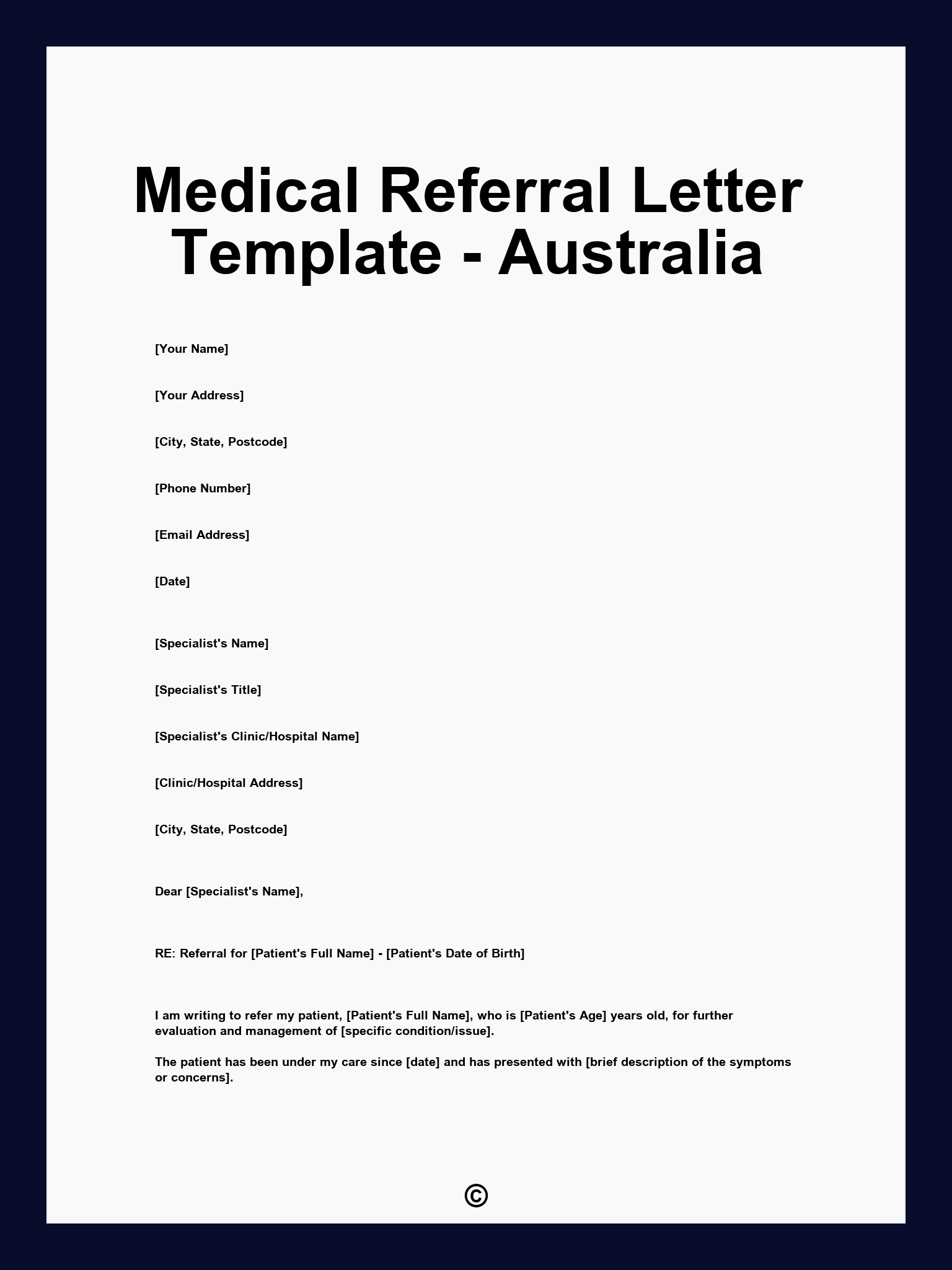 Medical Referral Letter Template - Australia