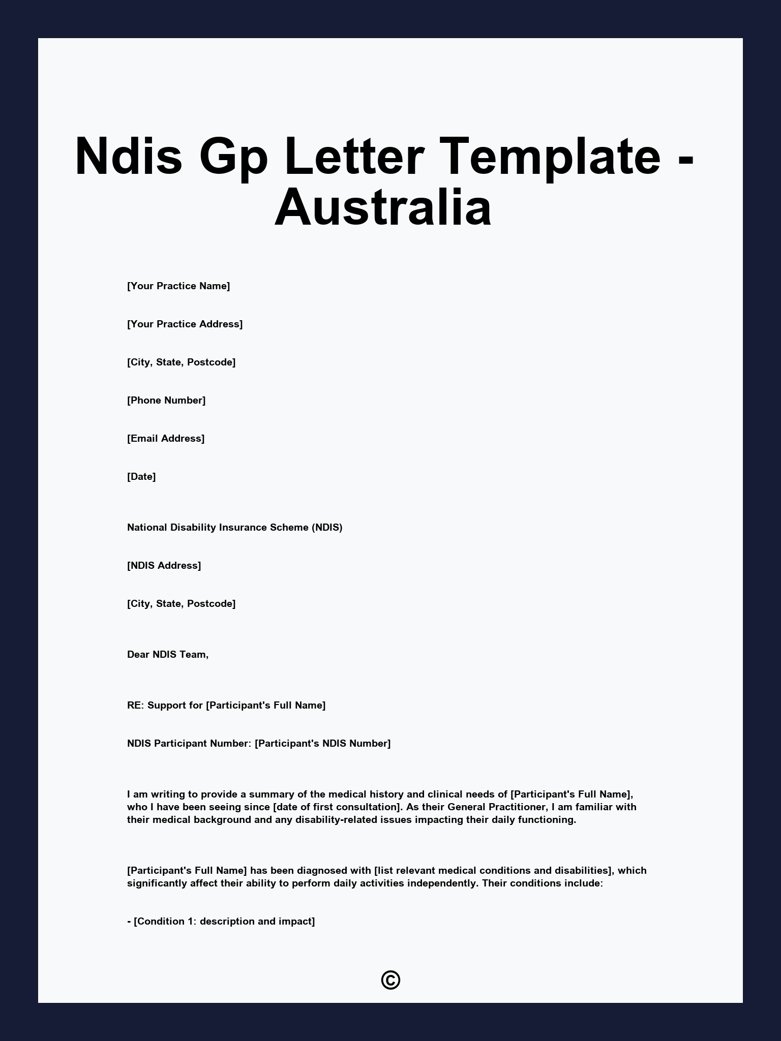 Ndis Gp Letter Template - Australia