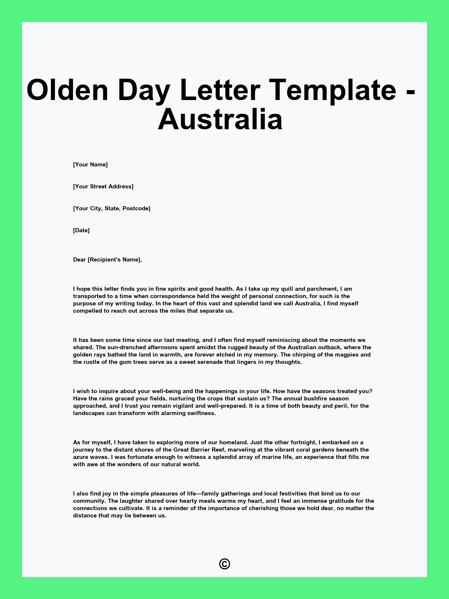 Olden Day Letter Template - Australia