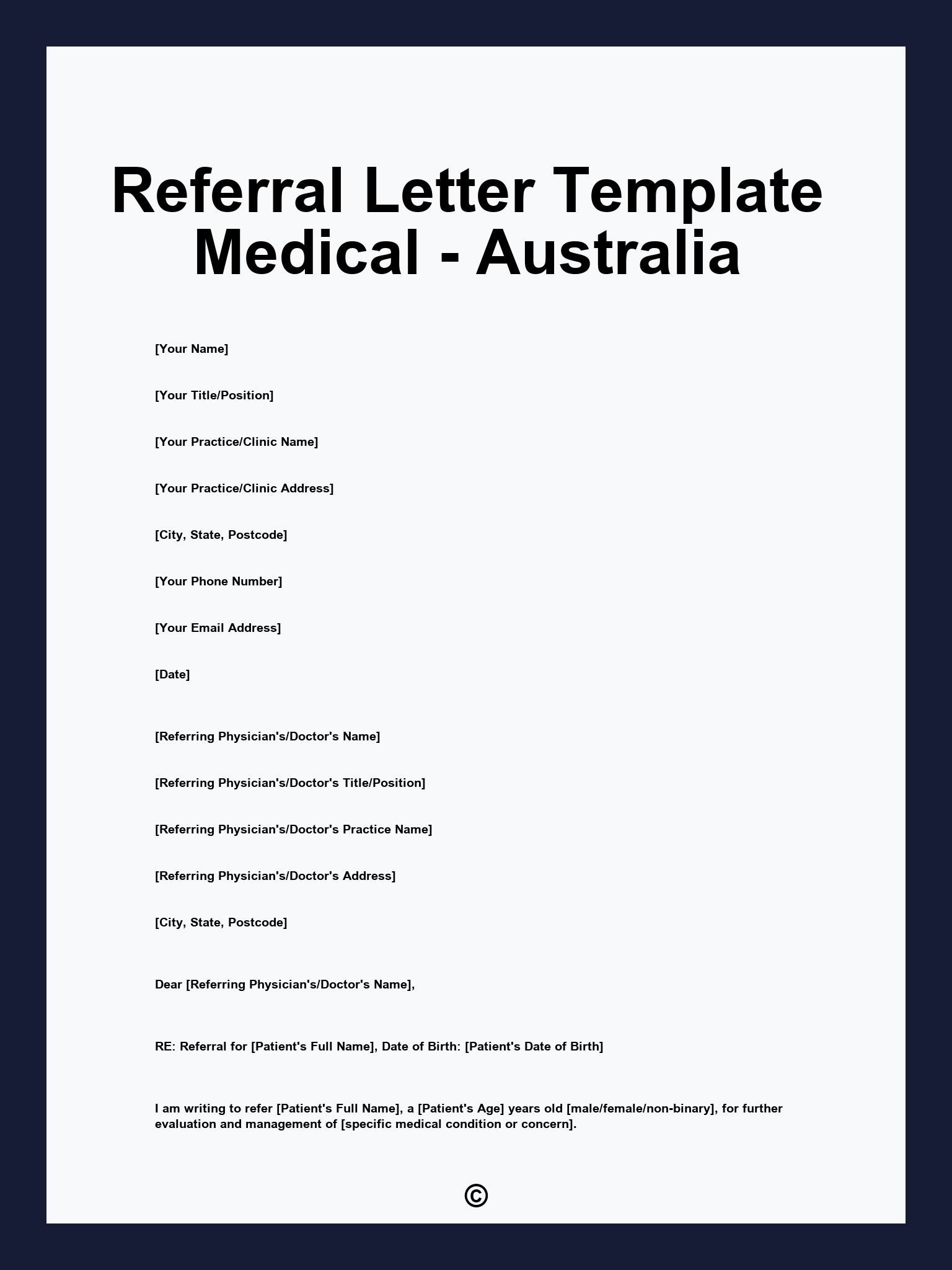Referral Letter Template Medical - Australia