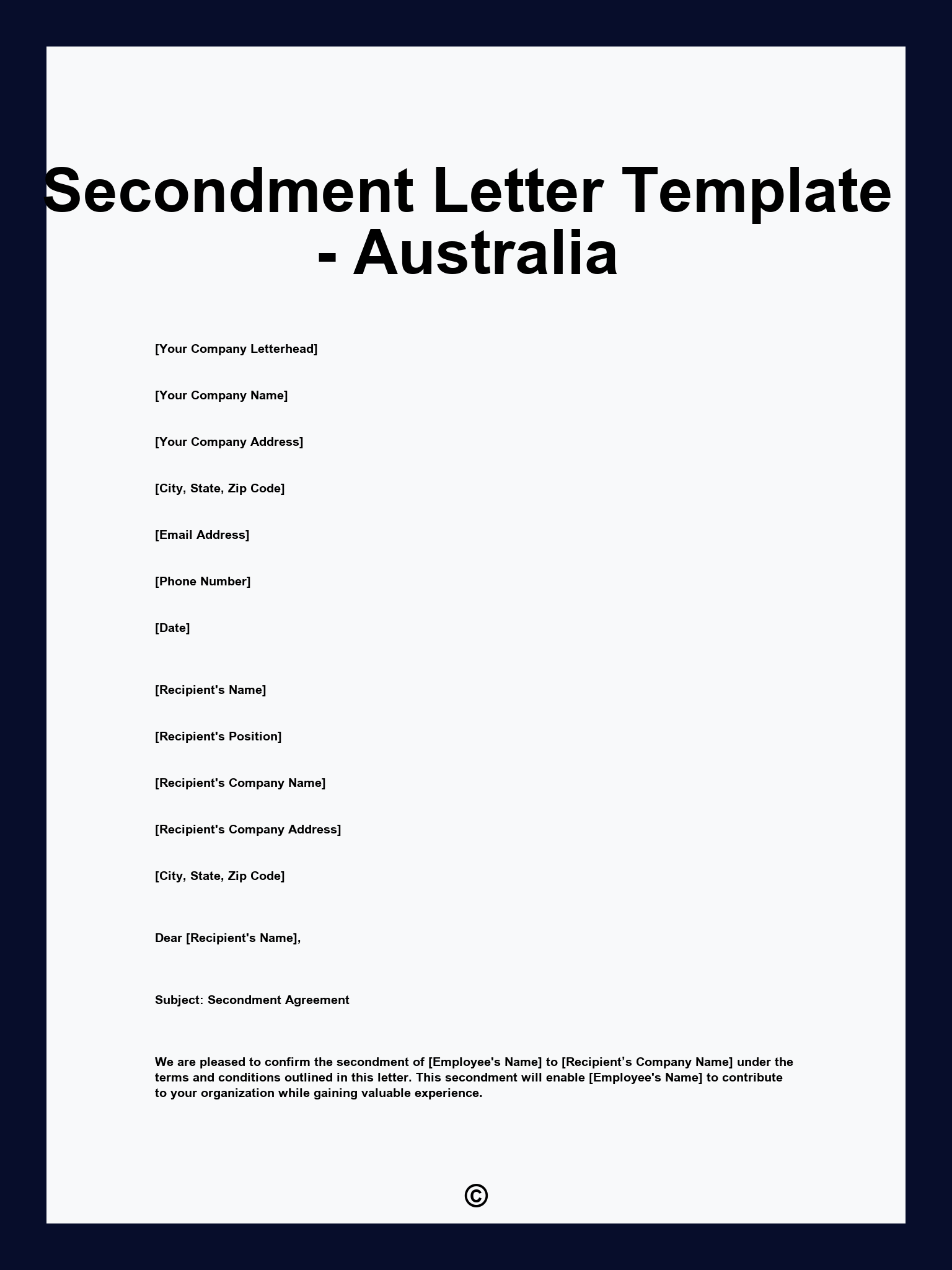 Secondment Letter Template - Australia