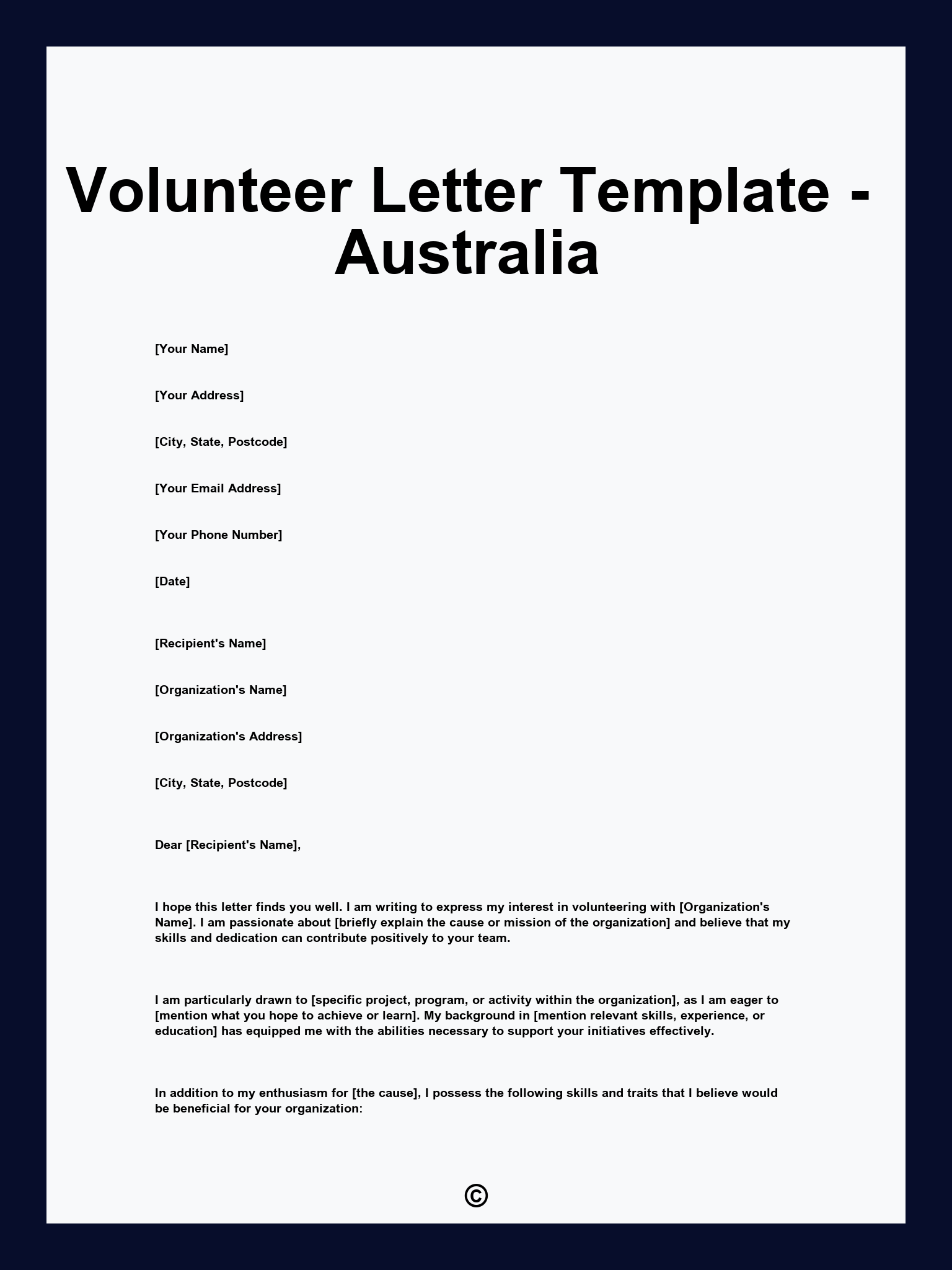 Volunteer Letter Template - Australia