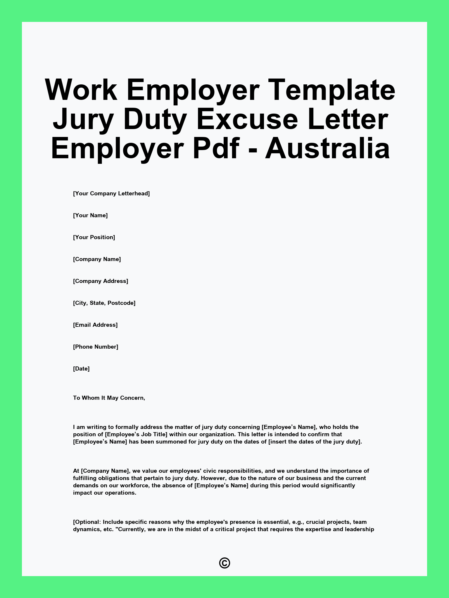 Work Employer Template Jury Duty Excuse Letter Employer Pdf - Australia